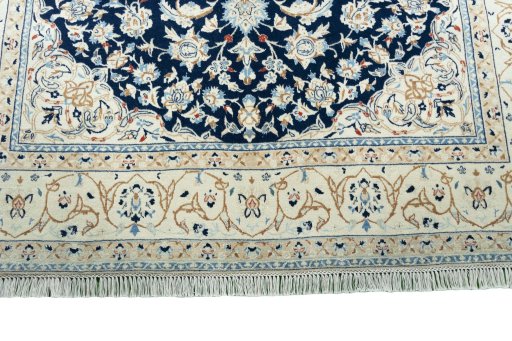 Full view of 2000s Nain rug from Iran / Persia, 250 × 160 cm in Blue tones