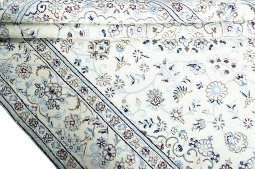 Close-up detail of New Nain rug from Iran / Persia showing Wool weave