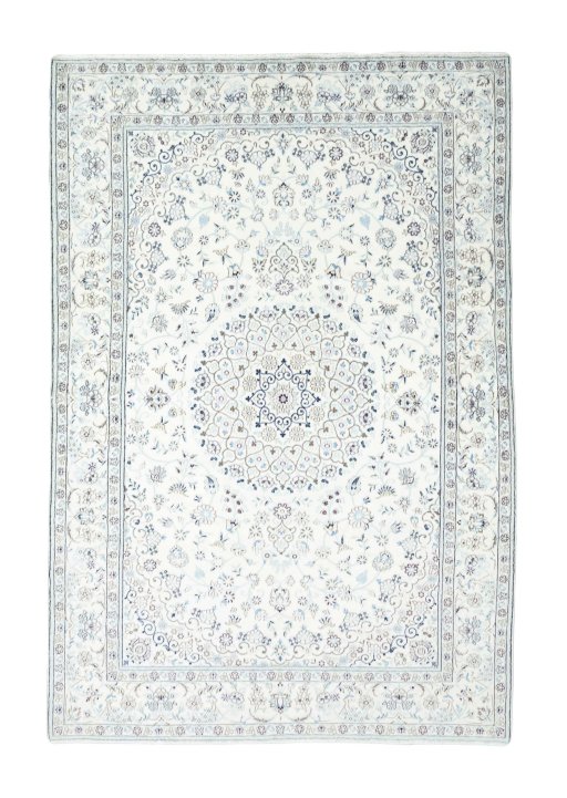 Full view of New Nain rug from Iran / Persia, 300 × 205 cm in Beige tones