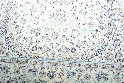 Close-up detail of New Nain rug from Iran / Persia showing Wool weave