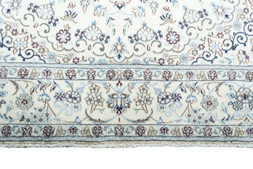 Full view of New Nain rug from Iran / Persia, 300 × 205 cm in Beige tones