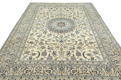 Surface texture of New Nain rug with natural Wool and intricate pattern