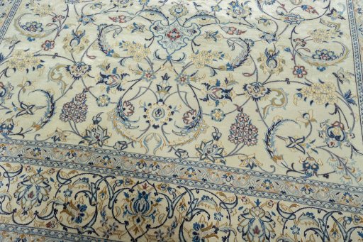 Close-up detail of New Nain rug from Iran / Persia showing Wool weave