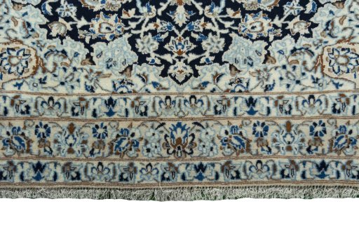 Full view of 2000s Nain rug from Iran / Persia, 197 × 118 cm in Blue tones