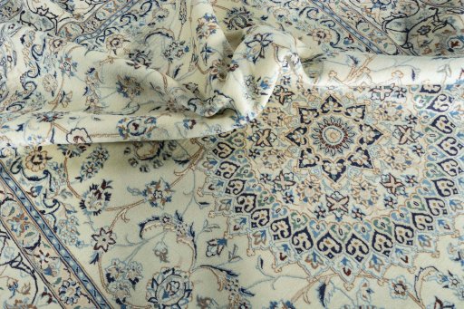 Central medallion detail of New Nain rug from Iran / Persia