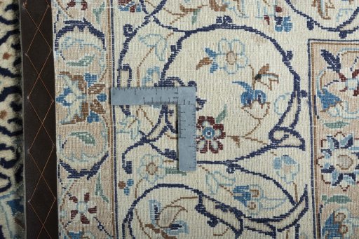 Close-up detail of New Nain rug from Iran / Persia showing Wool weave