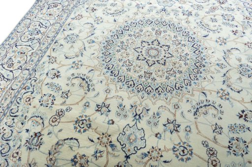 Close-up detail of New Nain rug from Iran / Persia showing Wool weave