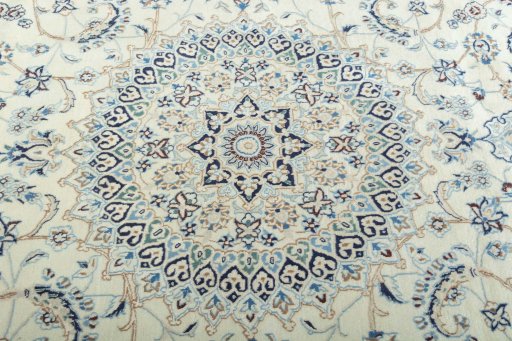 Full view of New Nain rug from Iran / Persia, 350 × 250 cm in Beige tones