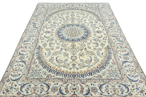 Surface texture of New Nain rug with natural Wool and intricate pattern