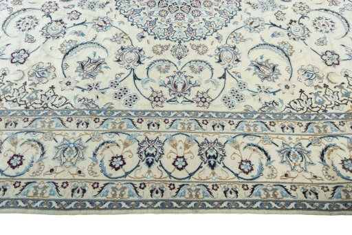 Corner detail of New Nain rug showing border pattern and Wool pile