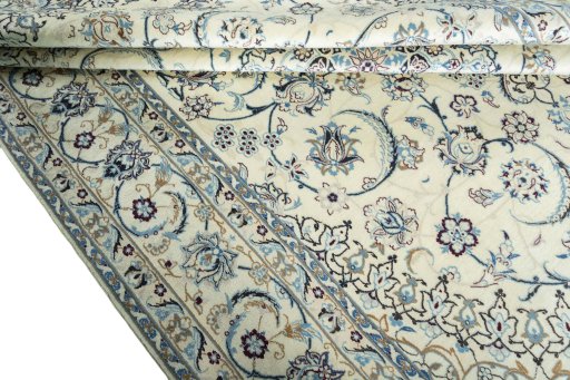 Close-up detail of New Nain rug from Iran / Persia showing Wool weave