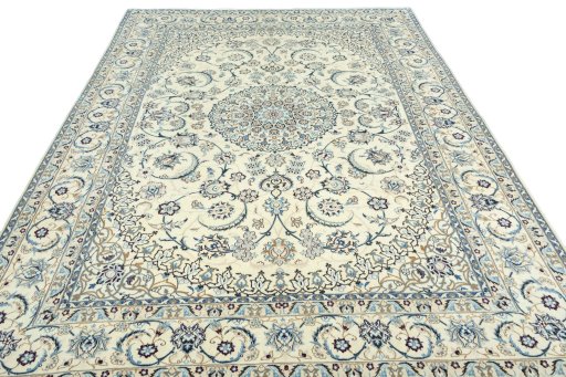 Surface texture of New Nain rug with natural Wool and intricate pattern