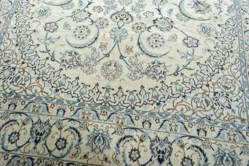 Close-up detail of New Nain rug from Iran / Persia showing Wool weave