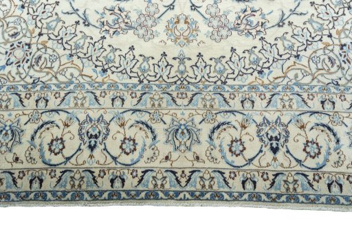 Full view of New Nain rug from Iran / Persia, 355 × 250 cm in Beige tones
