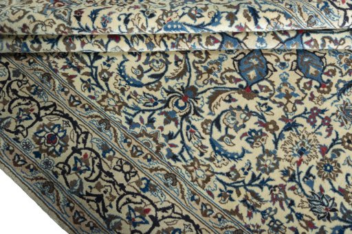 Close-up detail of 2000s Nain rug from Iran / Persia showing Wool weave