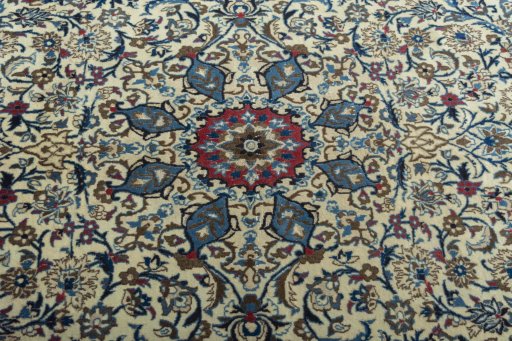 Central medallion detail of 2000s Nain rug from Iran / Persia