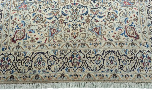 Full view of 2000s Nain rug from Iran / Persia, 265 × 160 cm in Beige tones