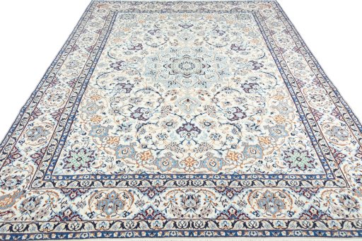 Surface texture of New Nain rug with natural Wool and intricate pattern