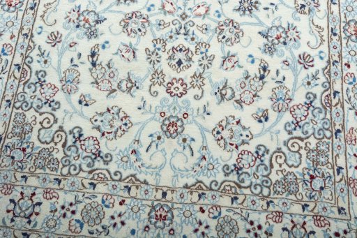 Close-up detail of New Nain rug from Iran / Persia showing Cork weave
