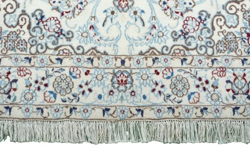 Full view of New Nain rug from Iran / Persia, 154 × 100 cm in Beige tones