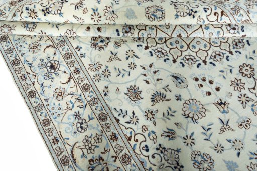 Close-up detail of New Nain rug from Iran / Persia showing Wool weave