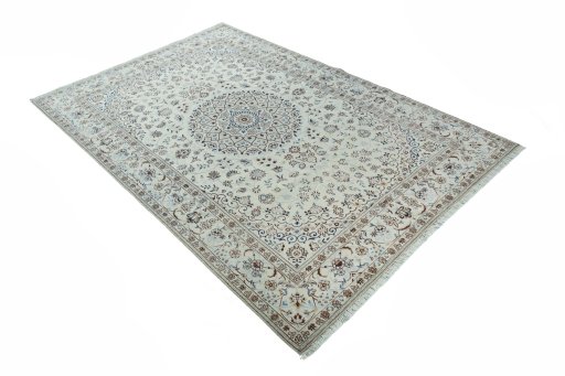 Close-up detail of New Nain rug from Iran / Persia showing Wool weave