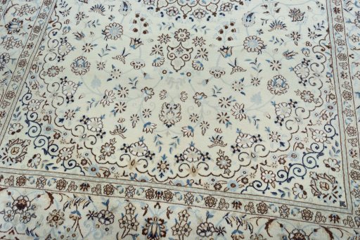 Close-up detail of New Nain rug from Iran / Persia showing Wool weave