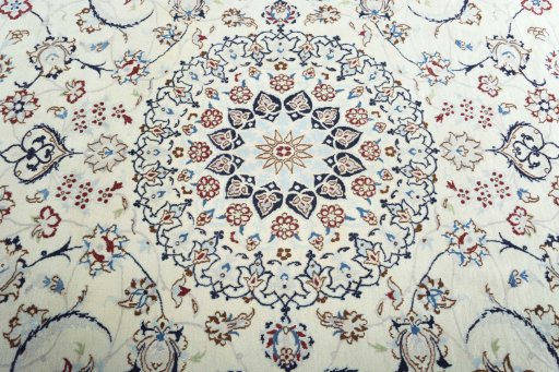 Central medallion detail of 2000s Nain rug from Iran / Persia