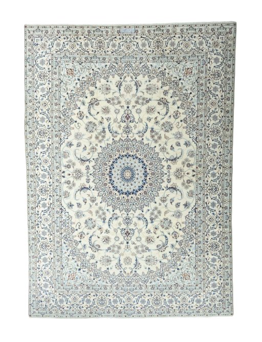 Full view of 2000s Nain rug from Iran / Persia, 350 × 245 cm in Beige tones