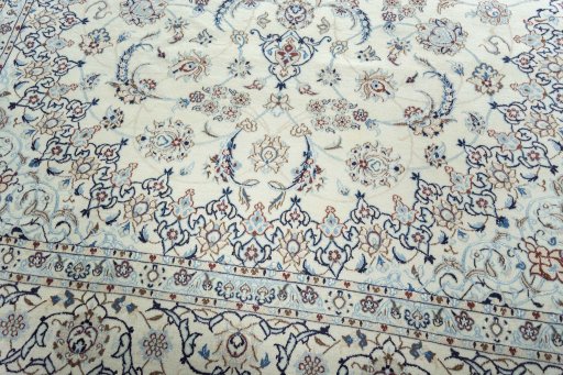Close-up detail of 2000s Nain rug from Iran / Persia showing Wool weave