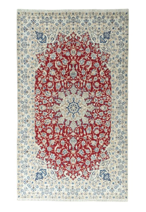 Full view of 2000s Nain rug from Iran / Persia, 357 × 211 cm in Red tones
