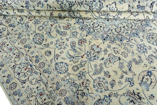 Close-up detail of New Nain rug from Iran / Persia showing Wool weave