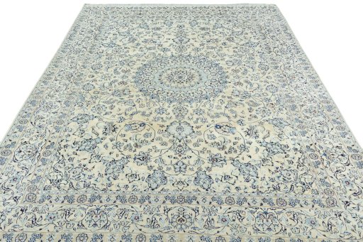 Surface texture of New Nain rug with natural Wool and intricate pattern