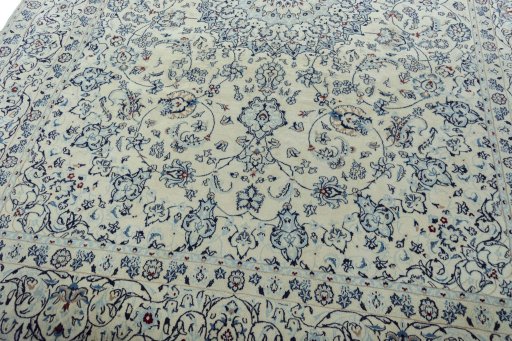 Close-up detail of New Nain rug from Iran / Persia showing Wool weave