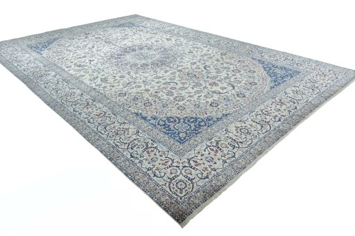 Close-up detail of New Nain rug from Iran / Persia showing Silk weave