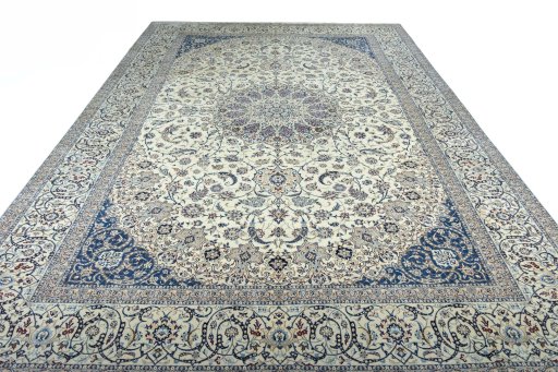 Surface texture of New Nain rug with natural Silk and intricate pattern