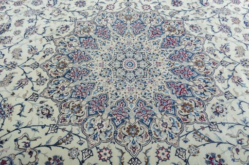 Central medallion detail of New Nain rug from Iran / Persia