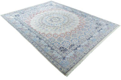 Close-up detail of New Nain rug from Iran / Persia showing Cork weave