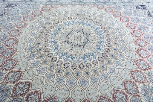 Central medallion detail of New Nain rug from Iran / Persia