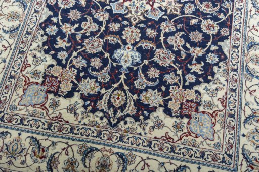 Close-up detail of New Nain rug from Iran / Persia showing Cork weave