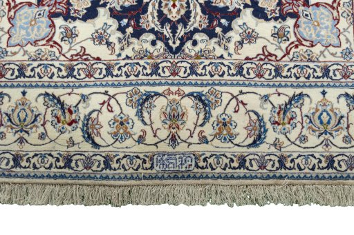 Full view of New Nain rug from Iran / Persia, 205 × 132 cm in Blue tones