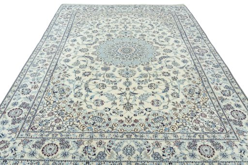 Surface texture of New Nain rug with natural Wool and intricate pattern
