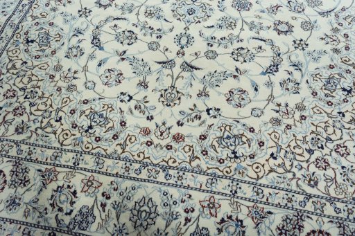 Close-up detail of New Nain rug from Iran / Persia showing Wool weave
