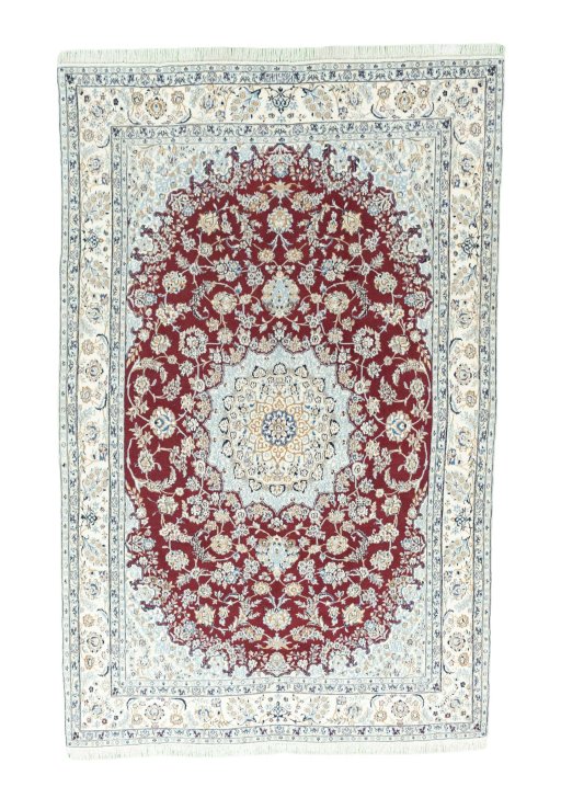 Full view of New Nain rug from Iran / Persia, 287 × 186 cm in Red tones