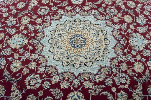 Central medallion detail of New Nain rug from Iran / Persia