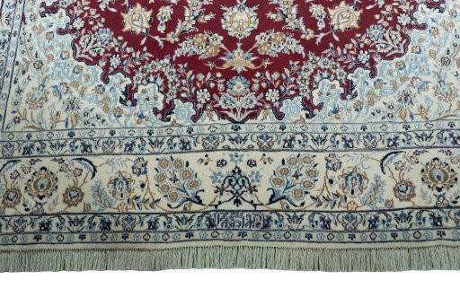 Full view of New Nain rug from Iran / Persia, 287 × 186 cm in Red tones