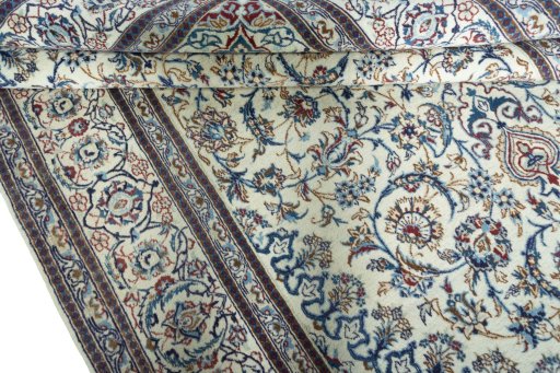 Close-up detail of New Nain rug from Iran / Persia showing Wool weave