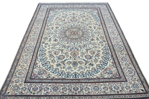 Surface texture of New Nain rug with natural Wool and intricate pattern