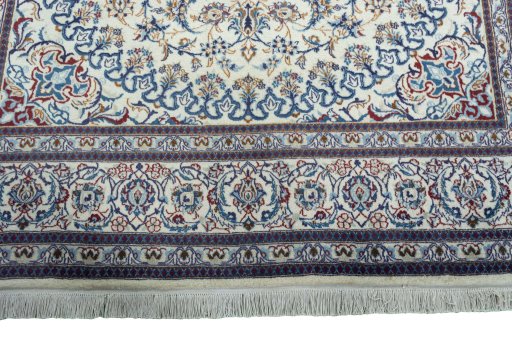 Full view of New Nain rug from Iran / Persia, 295 × 200 cm in Beige tones