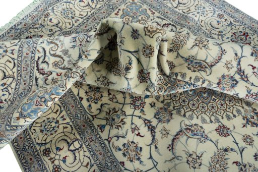 Surface texture of New Nain rug with natural Wool and intricate pattern